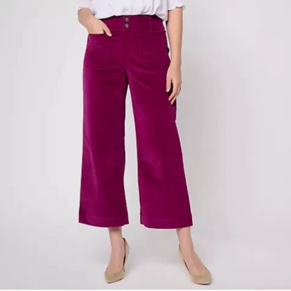 Studio Park x Amy Stran Wide Leg Corduroy Pant-Plum-Petite 12-NEW-A620521